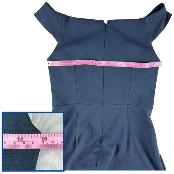 Azazie Nicolina Dress Mermaid Square Neckline Stretch Crepe Dark Navy Size A2 - Picture 4 of 8